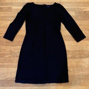 Gap black 3/4 sleeve knee length a line dress size 4 b44